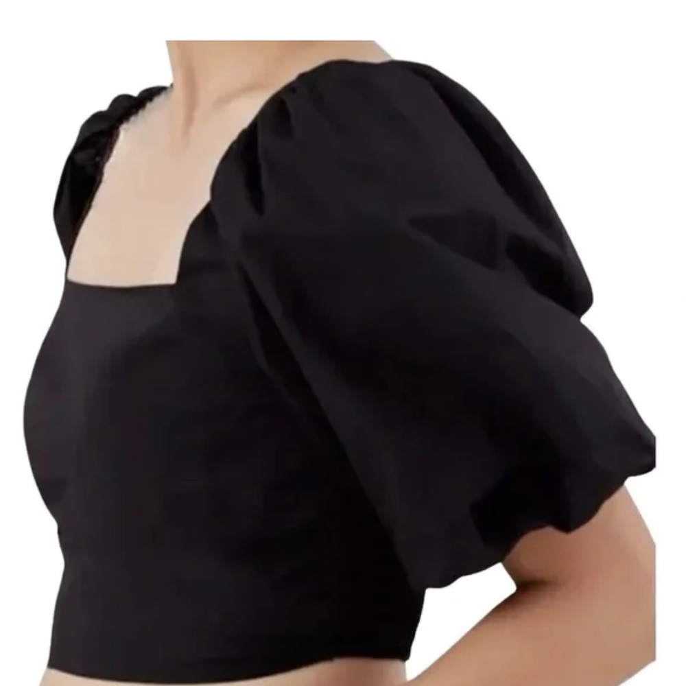 Jason Wu Black Puff Sleeve Blouse crop top